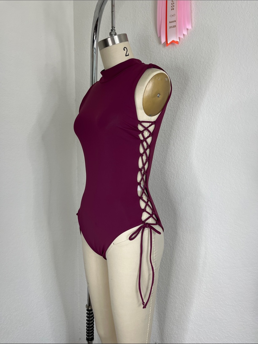 Siempre Golden High Neck Caged One Piece Swimsuit Keyhole Back